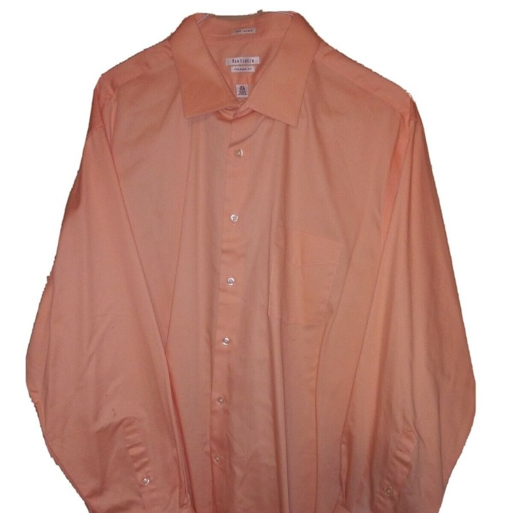 Van Heusen Men's Dress Shirt, Peach, Size 18.5 Regular 34/35. FREE SHIPPING!